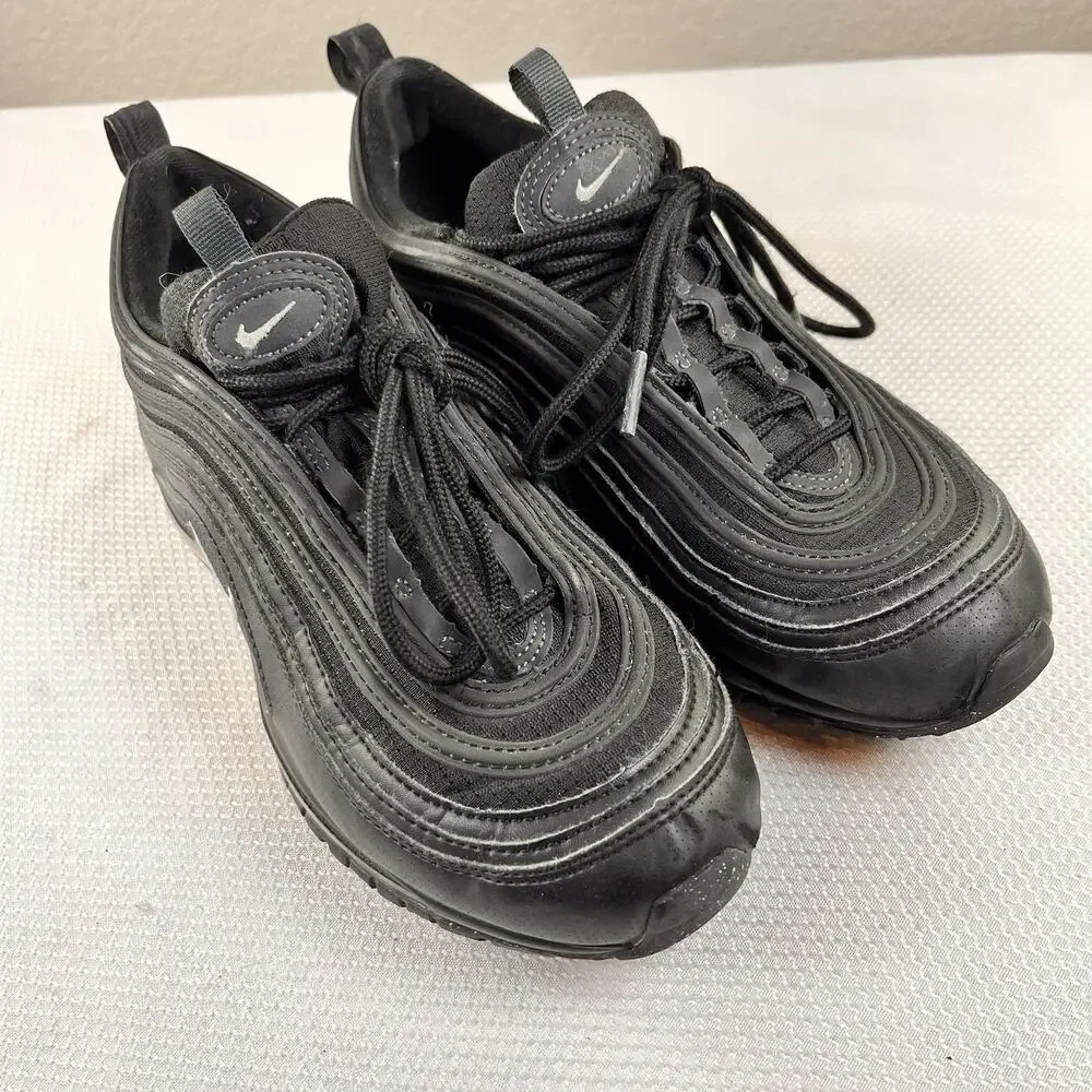 Nike Air Max 97 GS Triple Black‎ Anthracite 921522-011 Youth Sz 6.5Y